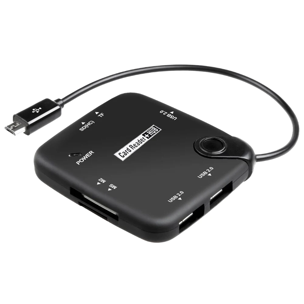 

USB 2.0 port, SD, TF, MS, M2 card reader OTG USB HUB External USB 2.0 OTG card reader Mini Reader Multi in 1 OTG adapter SD (HC)