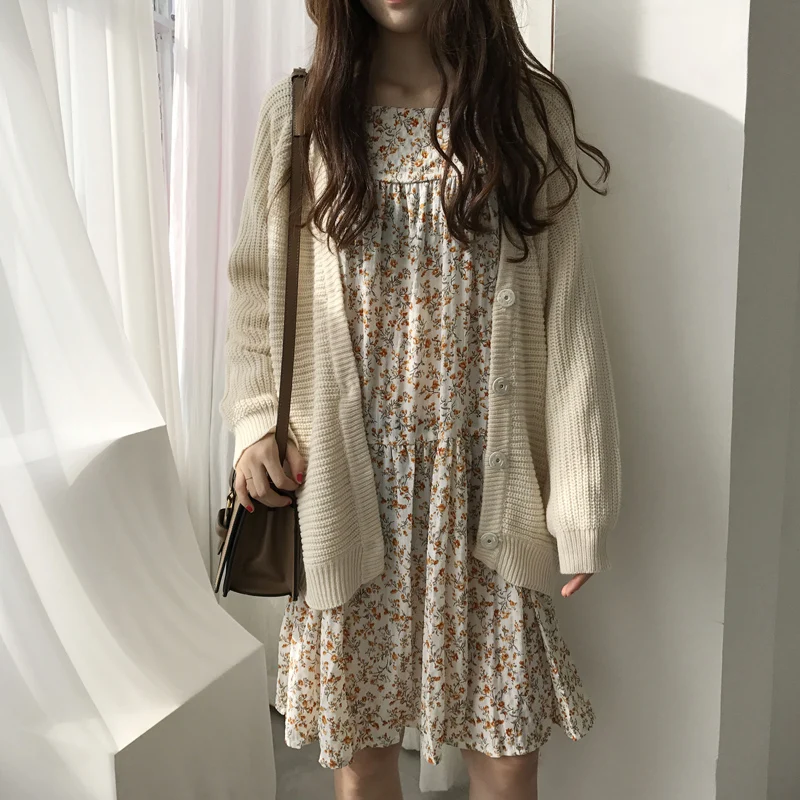 2020 Women's Sweaters Japanese Kawaii Ulzzang Solid Color Loose Cardigan Sweater Female Korean Harajuku Cute Clothing For Women |