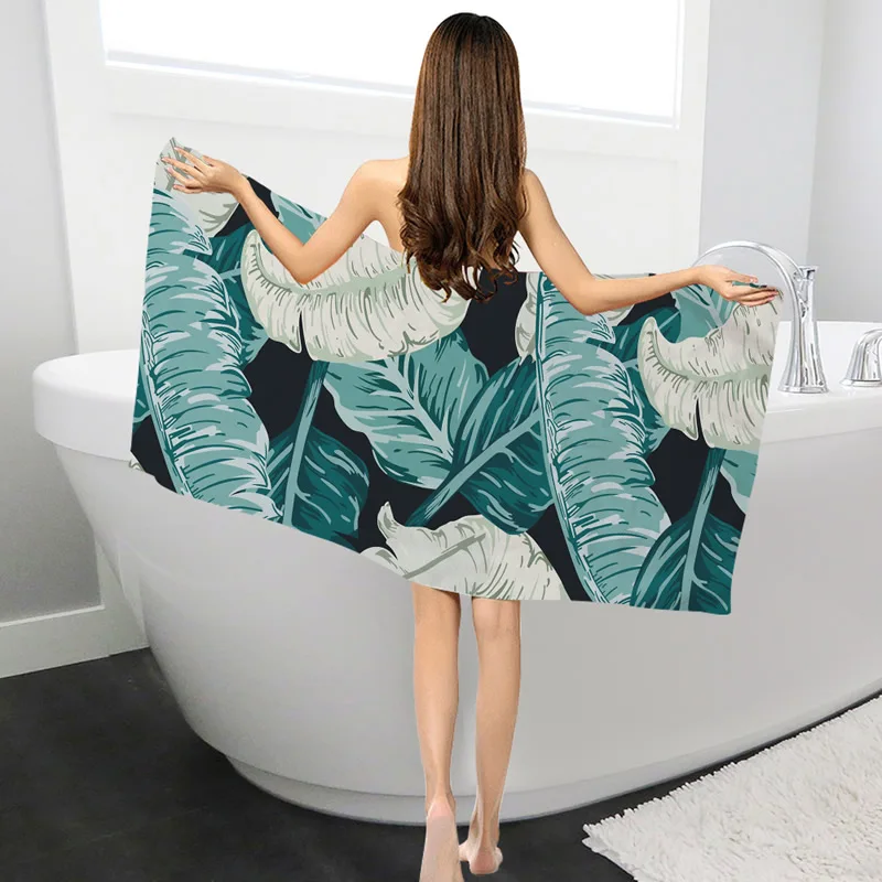 

Natural Pattern Pineapple Leaf Bath Towels Summer Beach Towel Modern Style Bath Towel for Women Drying Washcloth Home Textile