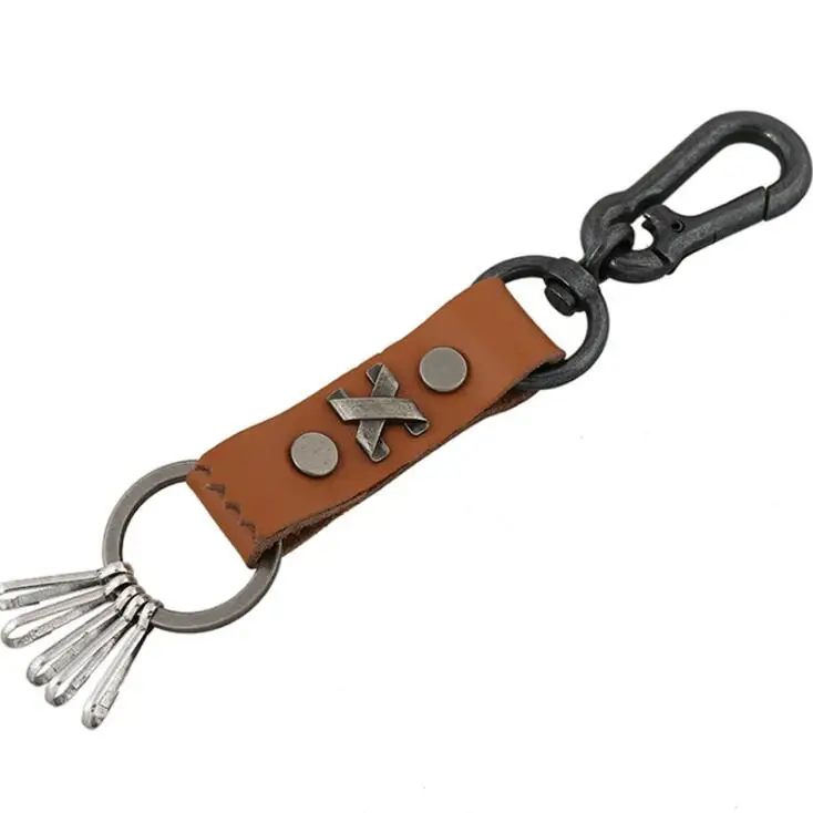 Punk Rock Hippie Big Leather Keychains Retro Metal Charm Keyring Bag Holder Car Key Chain Accessories Gothic Fashion Men Jewelry | Украшения