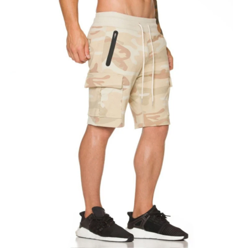 Men Knee Length Causal Men Cotton Shorts Fitness Workout Jogger Short Pants Mens Camouflage Black Shorts Comfortable Breathable