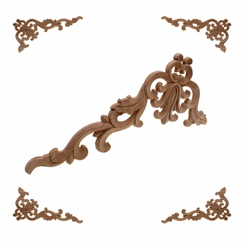 VZLX Wood Carving Applique Furniture Home Diy Fashion Small Accessories Kitchen Cabinet Door Bed Rose Wooden Letters Decoration