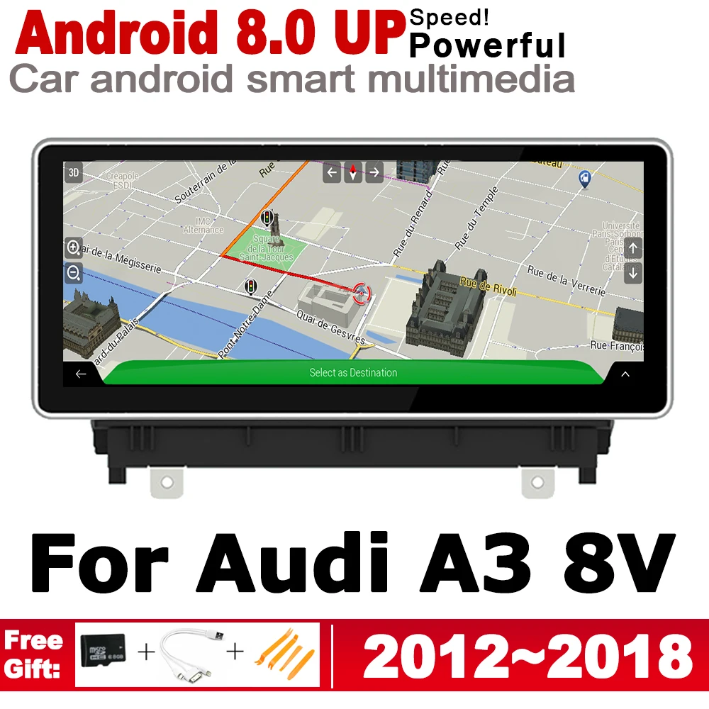 

10.25" HD Screen Stereo Android 8.0 up Car GPS Navi Map For Audi A3 8V 2012-2019 Original Style Multimedia Player Auto Radio