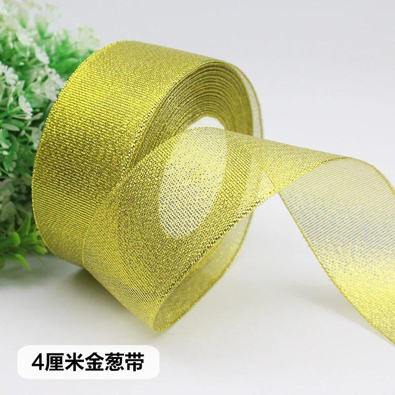 6-10-15-20-25-40-50mm Gold Silver Glitter Metallic Ribbons Christmas Halloween Wedding Birthday Party Decoration Gift Wrapping