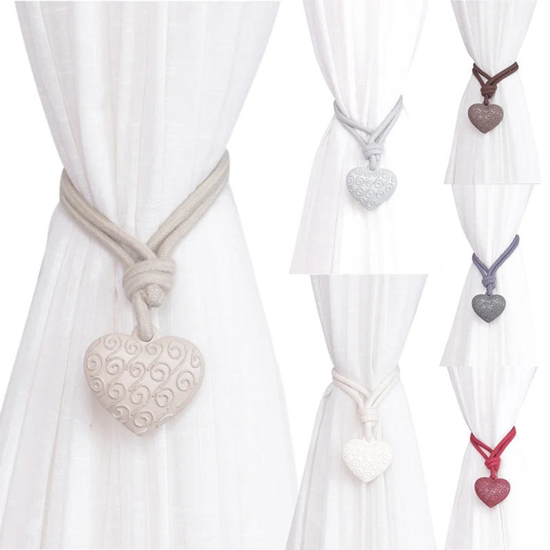 1Pcs Resin Heart Curtains Tie Back Holder Cotton Curtains Buckle Clips With Auspicious Clouds Home Curtain Strap Decoration