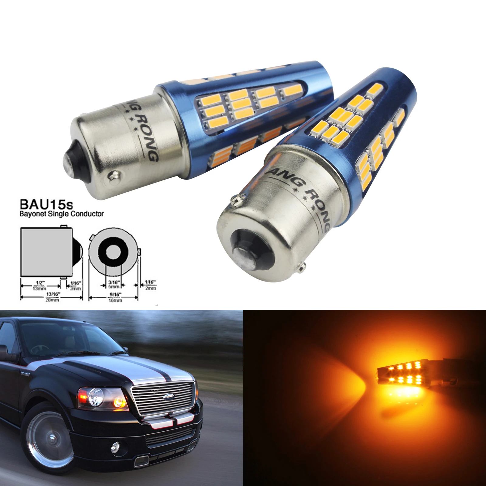 ANGRONG 2x48 SMD LED PY21W BAU15S желтый оранжевый указатель поворота передний задний