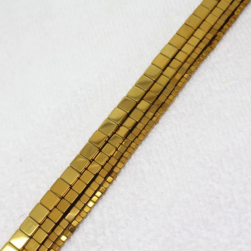 Mini. Ordine È $7! 2X2-6X6Mm Oro Ematite Ironstone Cubo Quadrato Del Distanziatore Di Diy Branelli Allentati 15"