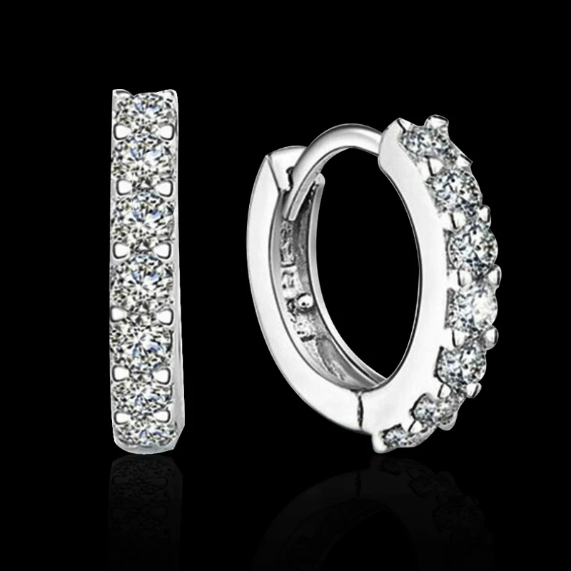 

Global Hot Silver color small hoop earrings with zircon fashion Silver jewelry wedding gift for woman Top quality