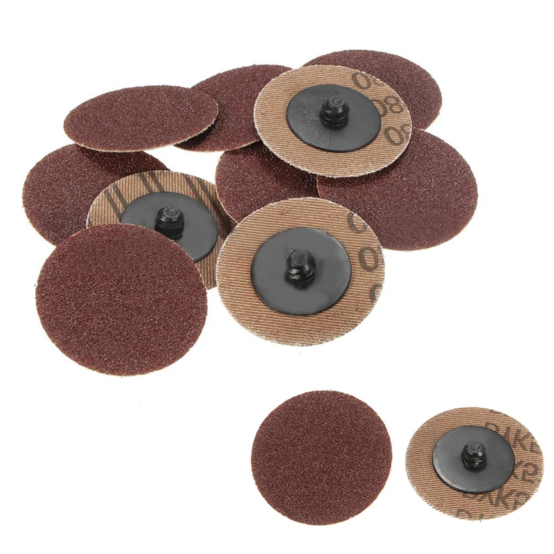 50pcs/set 50mm Sanding Discs 80 Grit 2 inch Roll Lock Grinding Disc For