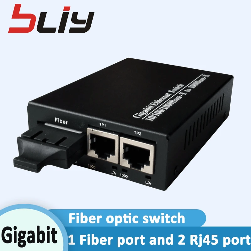 

Bliy 20KM gigabit 1 dual fiber 2 ethernet media converter 1G2E Ethernet switch fiber switch poe switch compatible with mikrotik
