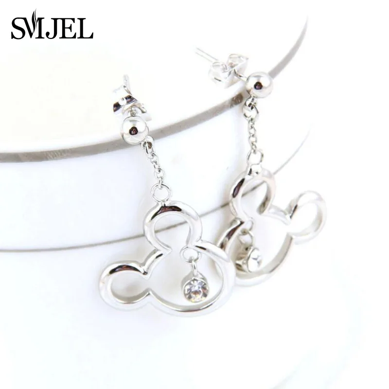 SMJEL Mini Animal Earing Mickey Earrings for Women Bijoux New Kids Earring Small Ear Studs Pendientes Cartoon Jewelry oorbellen