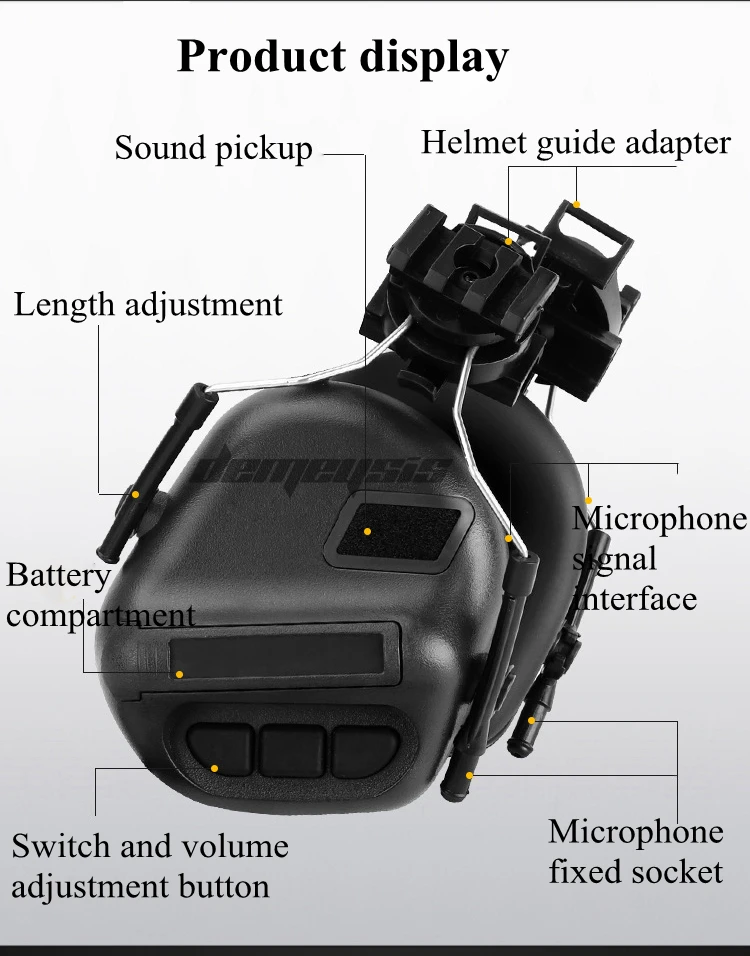 Anti-noise Tactical Helmet Headset with Fast Helmet Rail Adapter Military Headsets Hunting Shooting Hearing Protective Headphone