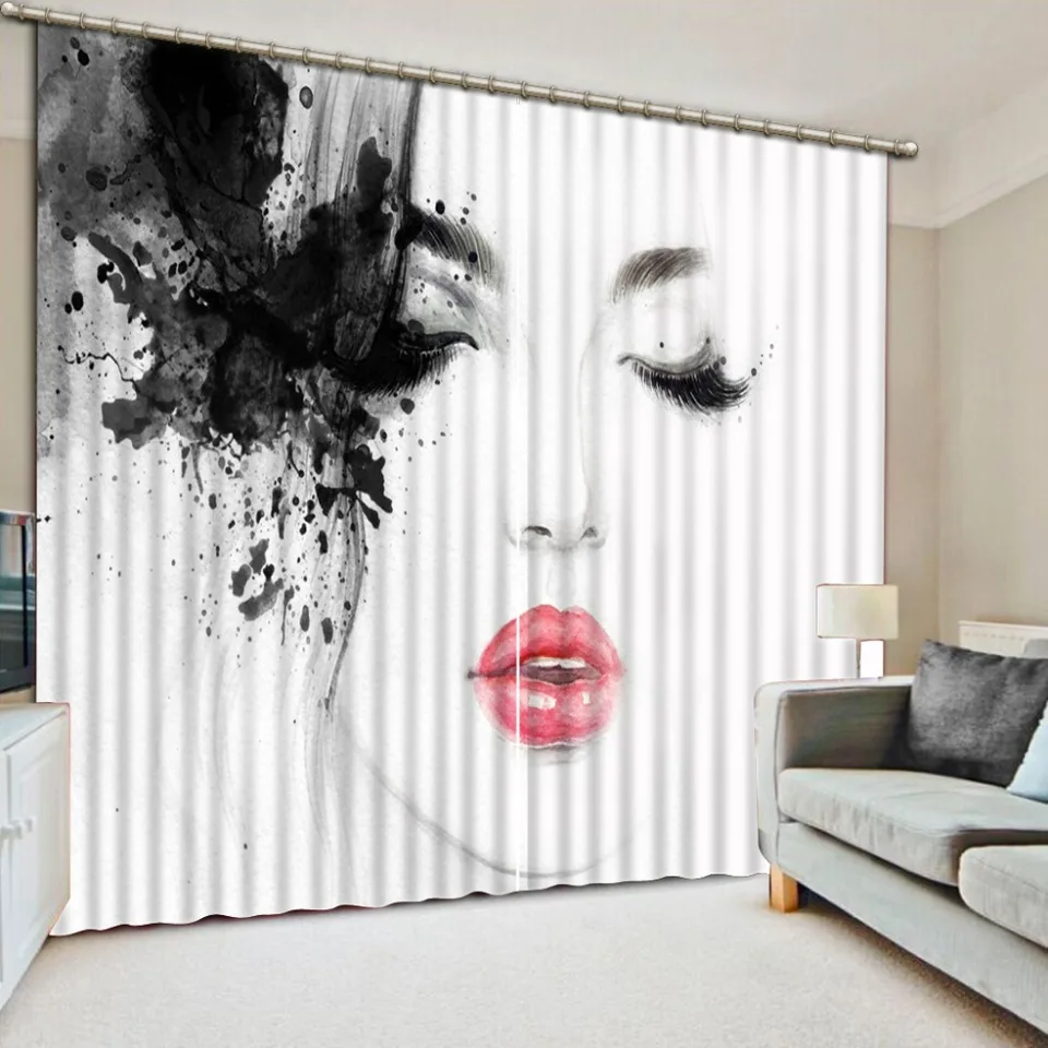 Window Treatments Living Room Curtains Creative Woman Printing Window Treatments Living Room Curtains