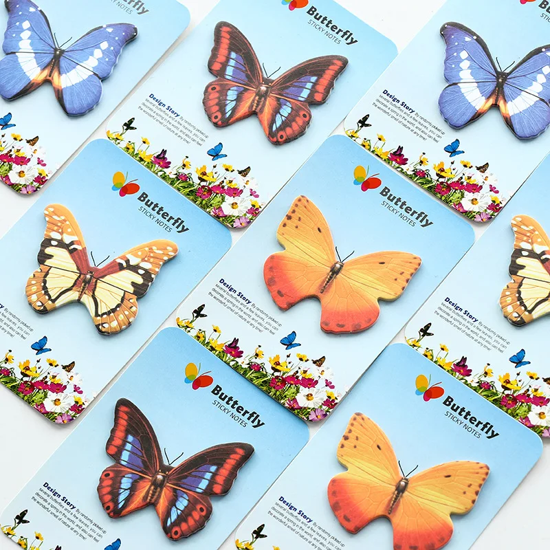 

2Pcs/Lot Colorful Beautiful Butterfly Post It N Times Memo Pad Notebook Student Sticky School Label Gift E0747