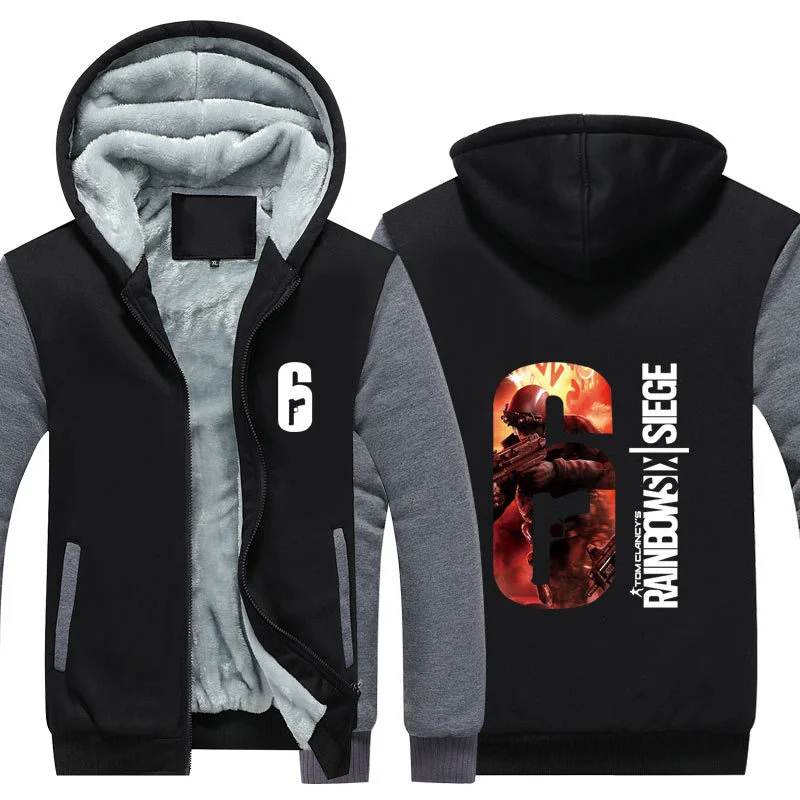 Fans Wear Unisex Winter Rainbow Six Printed Hoodie with Pocket Double 11 Casual Coat Gaming Cosplay Costume Hoodies