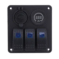 Car/RV/корабль 3pin Multi-Функция переключатель Панель USB Зарядное устройство Цвет Дисплей Напряжение Комбинации Панель для автомобиля