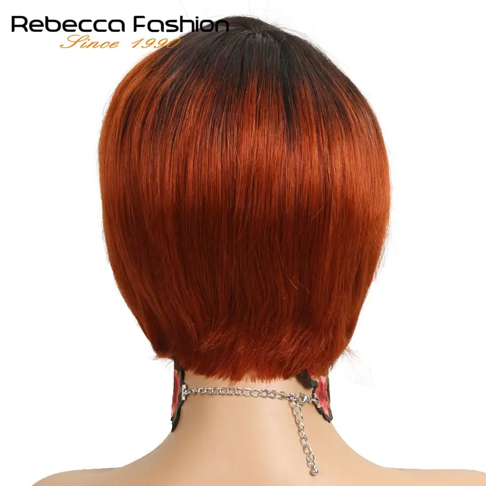 Rebecca Human Hair Wigs For Black Women Machine Made Non Lace Peruvian Fashion Straight Hair Short Wig Free Shipping