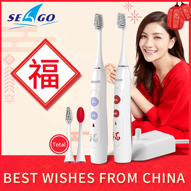 

Seago Electric Toothbrush Rechargeable adult Soft Brush Head Home Couple Automatic Tooth Brush for Parents GIFTS SE-6 waterproof