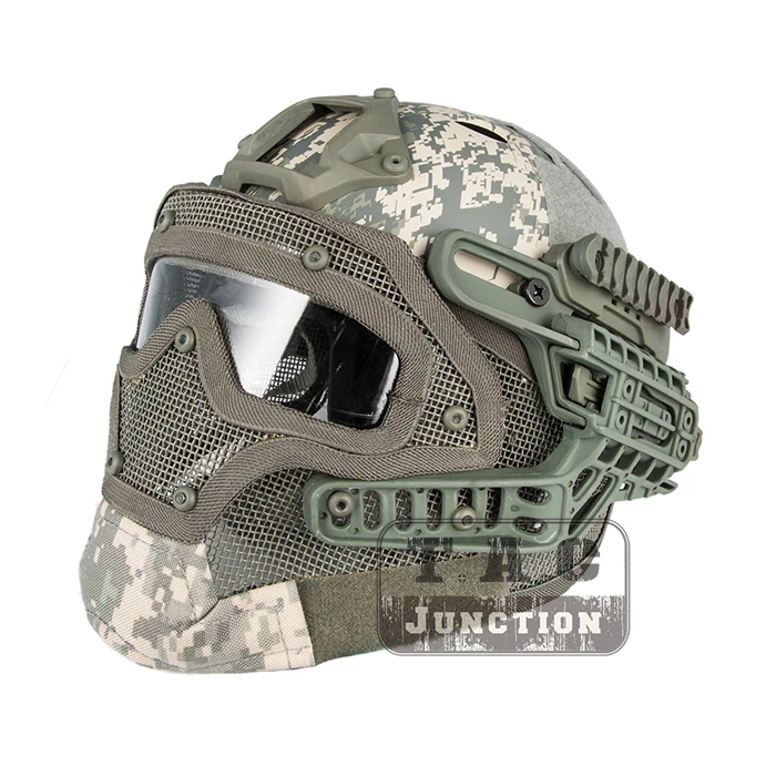 

Tactical Airsoft FAST PJ Advanced Adjustment Protective Multi-function G4 Full Facial Armor System Combat Helmet w/ Goggle Mask