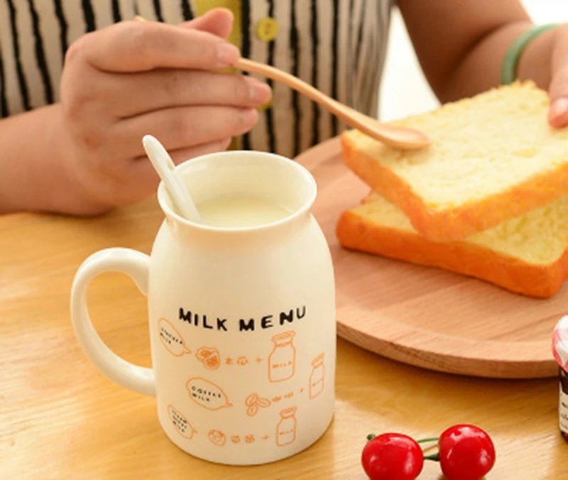 

Simple personality cute expression pattern milk mug, without cover spoon ceramic mug, coffee Milk Breakfast cups