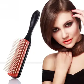 

Professional Hair Brush Hair Comb Black Nylon Bristles 9 Rows Hair Comb Massager Styling Brush