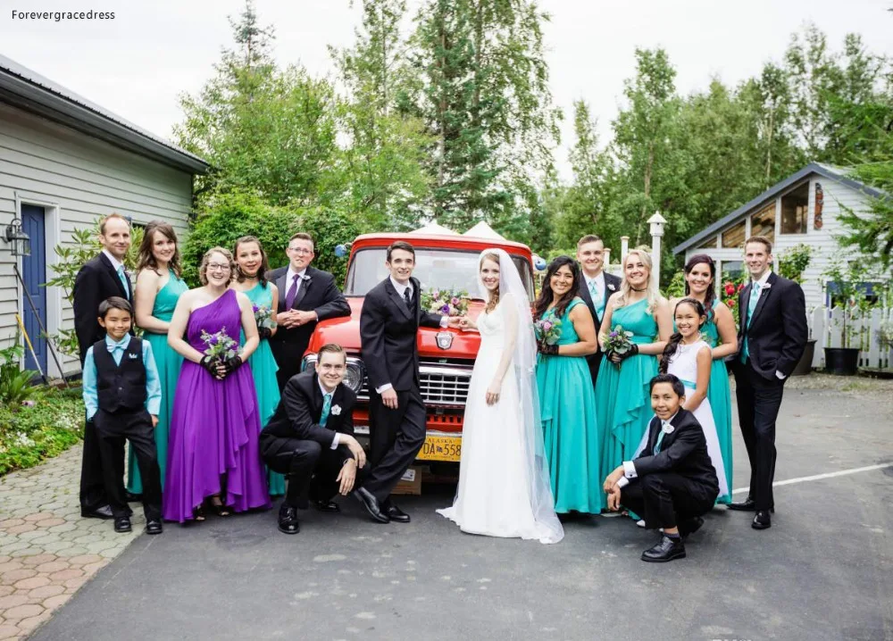 Western Country Chiffon Cheap Bridesmaid Dresses One Shoulder Floor Length Maid Of Honor Forest Wedding Party Wear Cheap Hot Sale BM0228  72 (5)