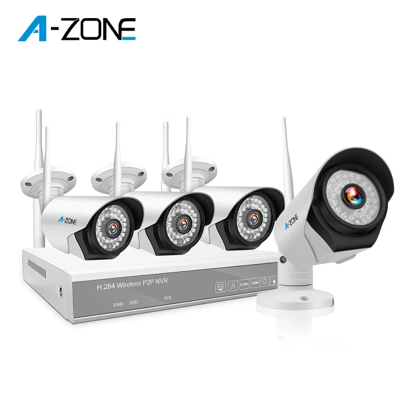 

Wireless Security Camera System 8CH 1080P NVR Surveillance with 4Pcs 1080P Indoor Outdoor Security Cameras Night Vision A-ZONE