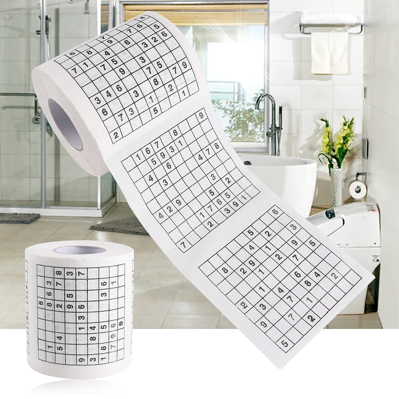 

1 Roll 2 PlyTissue Bathroom Supplies Jag Gift Novelty Funny Number Sudoku Printed WC Bath Funny Toilet Paper