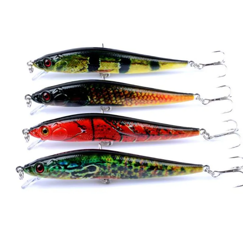 4 Pieces Minnow Fishing Lure 10cm 10g Wobblers Crankbait Artificial