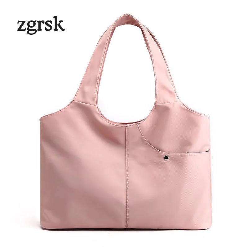 

Ladies top-handle bags Designer satchel None Solid Nylon Zipper leather tote bag shopper bag Black Business bags bolsa