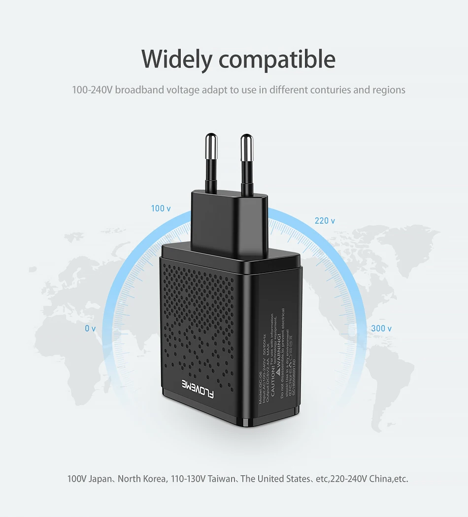 FLOVEME, двойное USB зарядное устройство, 5 В, 2,4 А, быстрая зарядка, настенное зарядное устройство, адаптер, штепсельная вилка европейского стандарта, для мобильного телефона, для iphone, ipad, mini, samsung, Xiaomi