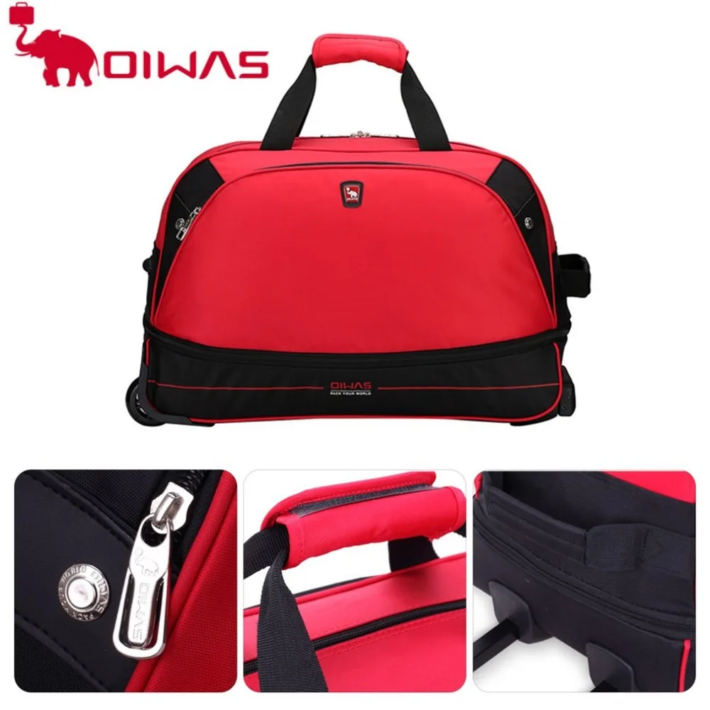                                                                                       OIWAS Trolley Travel Bags 56L Waterproof Foldable Rolling Luggage Zipper Rubber Wheel OCL8001                         