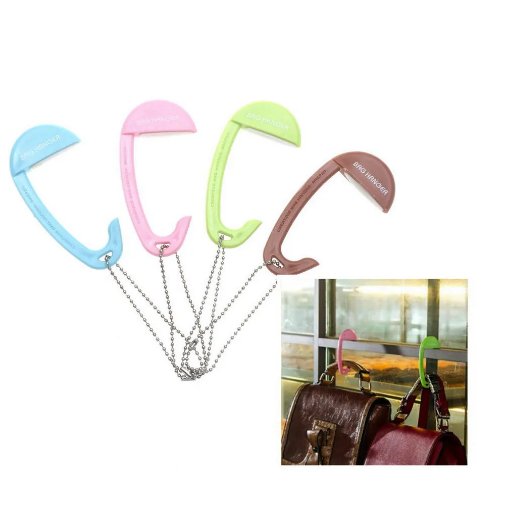 

Portable Folding Handbag Hook Holder Table Desk Hanging Clip Multi-color Bag Hanging Hook Purse Bag Folding Umbrella Clip Hanger