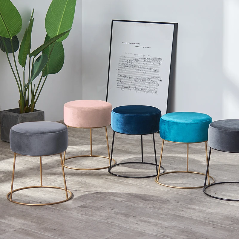 

15%Nordic iron dining stool creative simple modern fabric shoes bench home wear shoes bench actor makeup stool