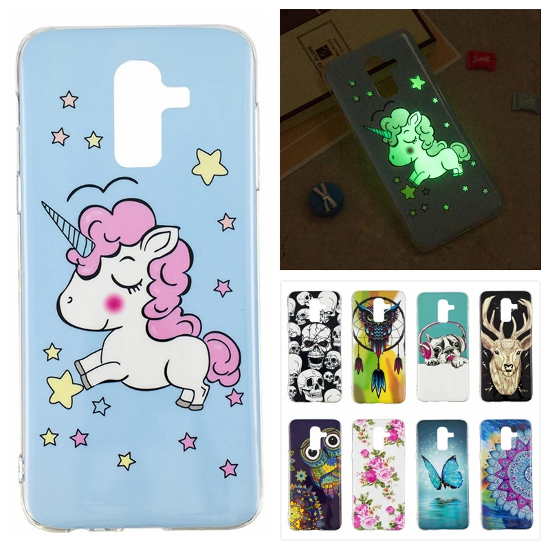 

Luminous Case on sFor Coque Samsung Galaxy J8 2018 Case Owl Unicorn Cartoon Fundas For Samsung J8 2018 Soft Silicone Cover Cases