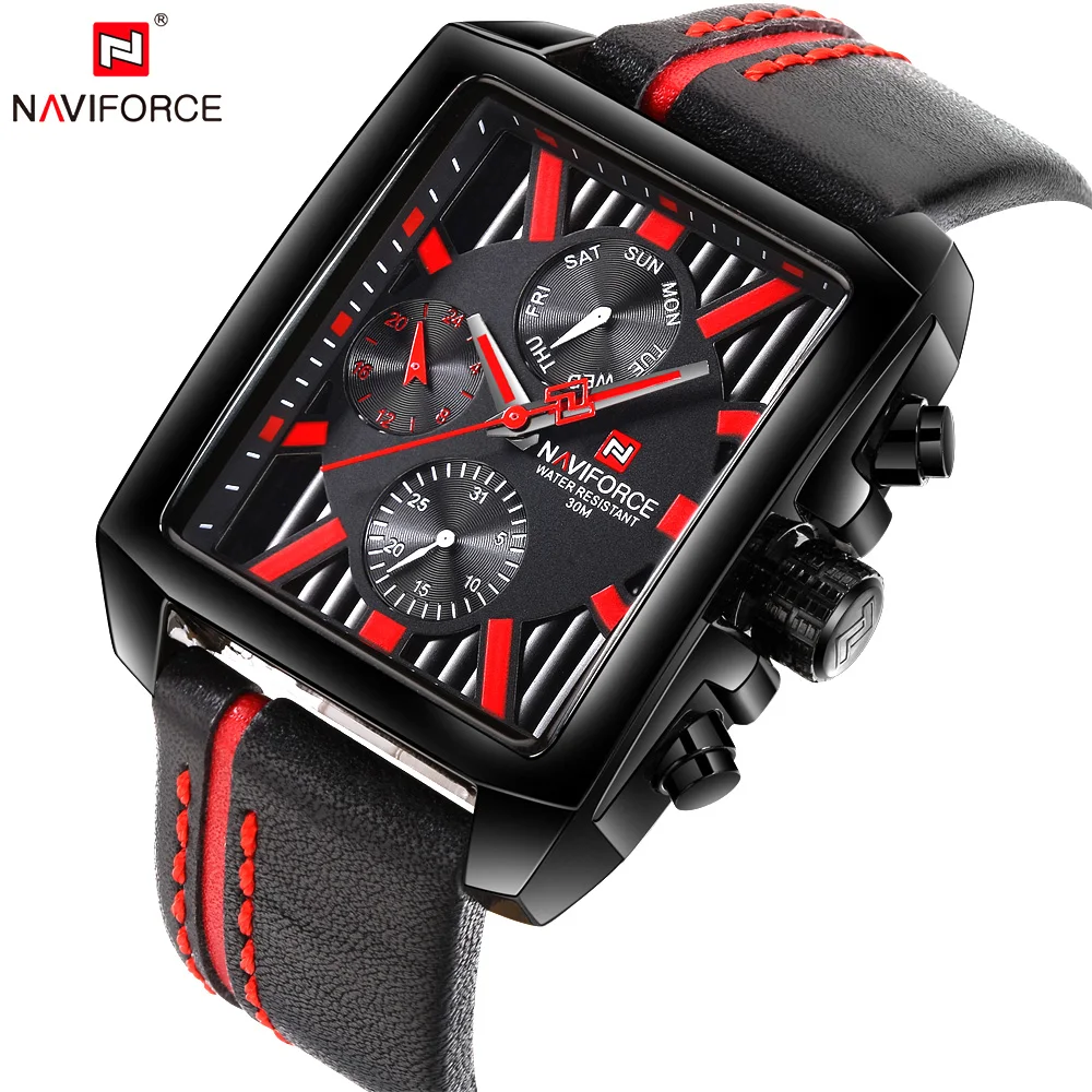 Skup NAVIFORCE Top luksusowa marka mężczyźni zegarek kwarcowy wyświetlanie daty zegarek kreatywny plac Saat wodoodporny mężczyzna zegar Relogio Masculino