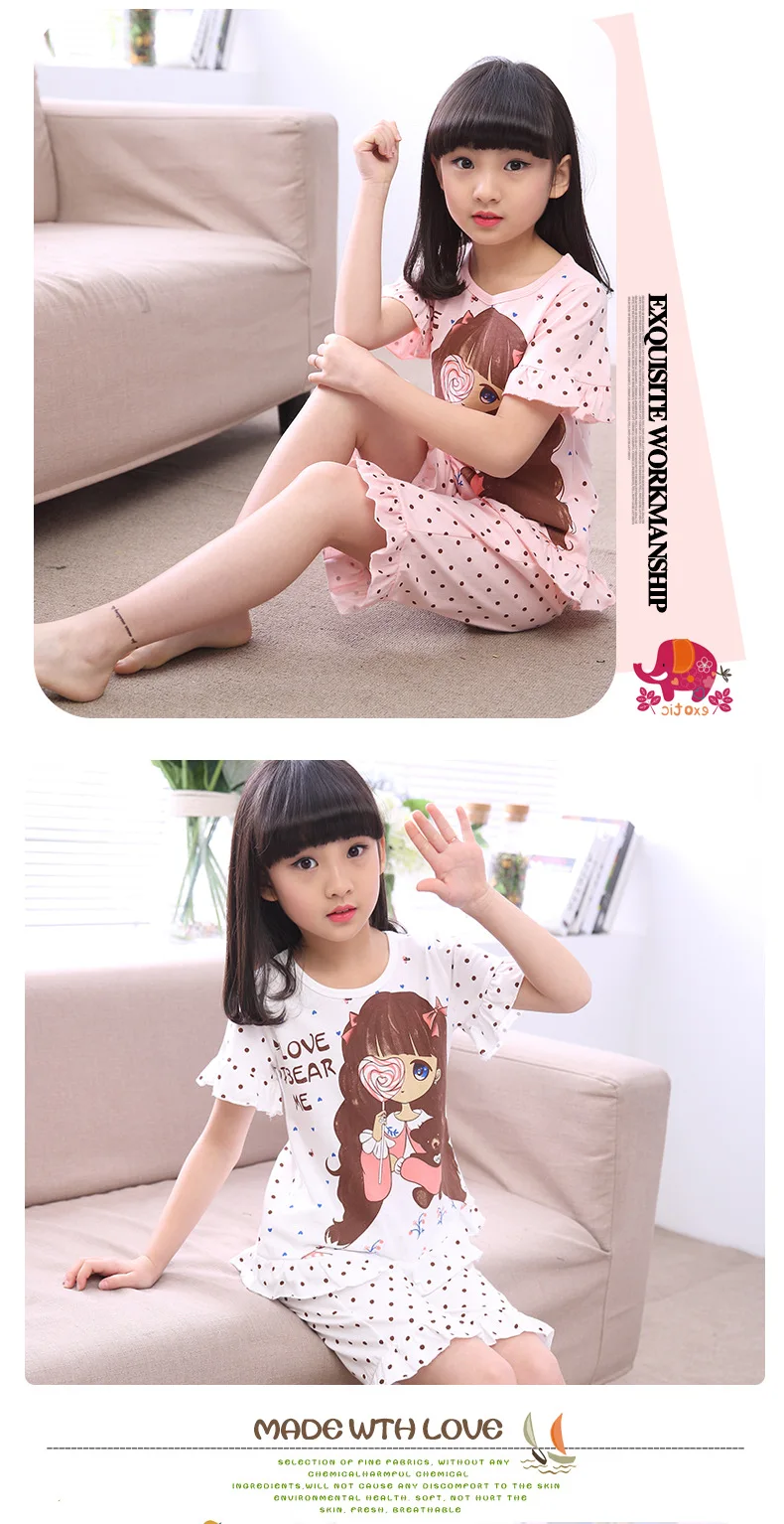 Summer Children's Sleepwear Cotton Short-sleeves Shirt and Pant Suit Girls Family Pajamas Kids 3-12T Pyjamas Children Costumes cheap plus size pajama sets