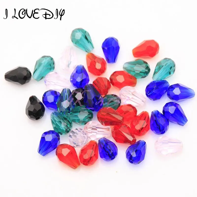

100pcs 8mm Mixed Colors Water Tear Drop Loose Spacer Czech Beads For Bracelet Necklace Jewelry Making Diy Accessories Wholesale
