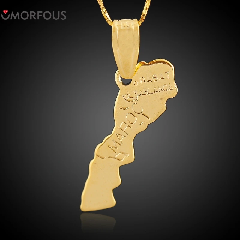 1PC Hot Maroc map pendant necklace gold color fashion jewelry for women/men Morocco map Retail