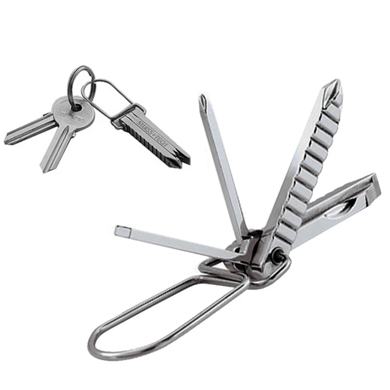

1PC Swiss EDC Tech 4-in-1 Keychain Key Ring Kit Mini Folding Phillips Screwdriver Outdoor EDC Multi-tool Tools Camping Gear