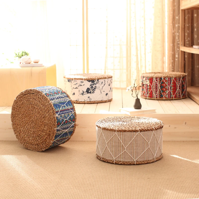 Straw Round Floor Cushions Japanese Futon Meditation Cushion Thickening