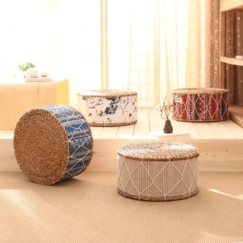 

Straw Round Floor Cushions Japanese Futon Meditation Cushion Thickening Circle Seat Stool