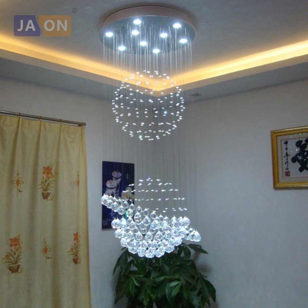 Emissor de Luz Globo de Cristal de Aço Conduziu a Lâmpada. Emissor de Luz. Luzes de Teto. Luz de Teto Lâmpada de Teto para Escadaria Diodo Inoxidável Moderno Led. Hall G10 . 10 cristal de aço inoxidável moderno conduziu a