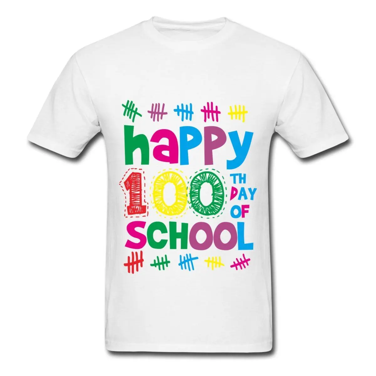 Happy 100th день школы Tally Знаки многоцветный Для мужчин футболка мода Для мужчин футболка Бесплатная доставка Новинка 2017 года Для мужчин S