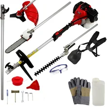 5 in 1 Gas Brush cutter 2 stroke 52cc Engine Petrol strimmer Tree Pruner Grass cutter with extend pole