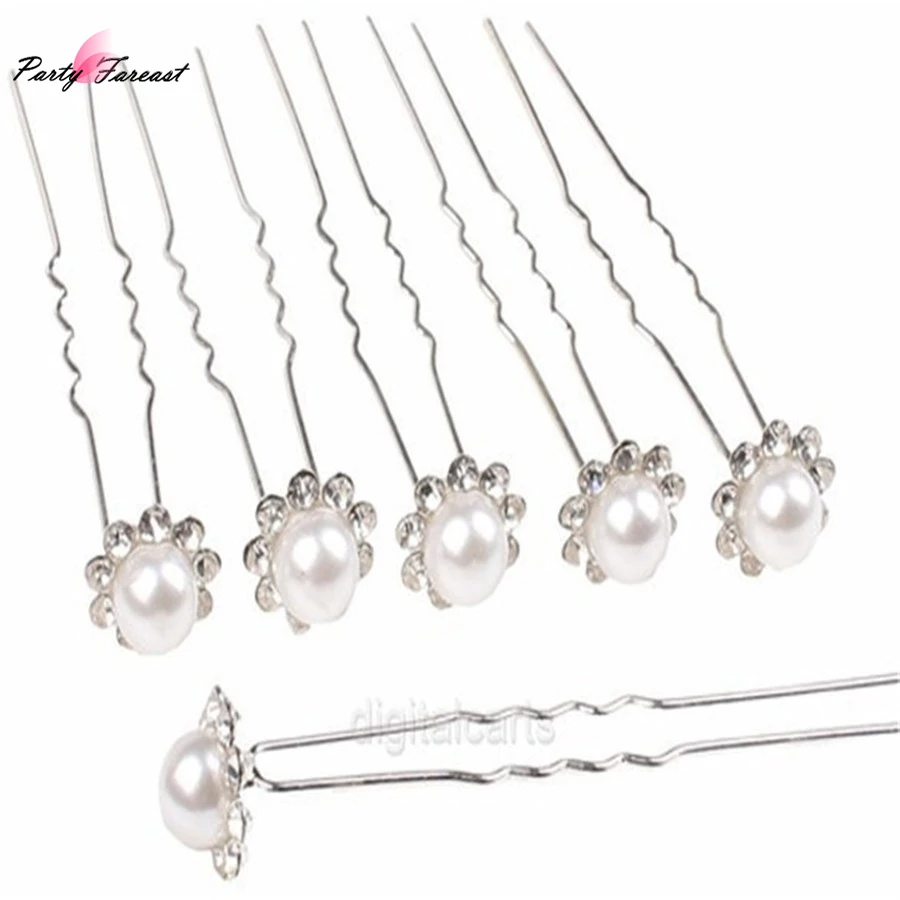 

20pcs/Lot Wedding Hair Accessories For Women Pearl Bride Hair Clip Pin Party Rhinestone Crystal Headwear Girls Headband