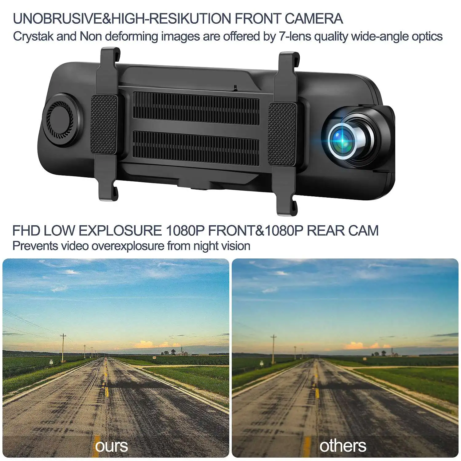 Z16 9,66 дюймовый потоковый медиа Fhd 1080P двойной объектив Автомобильный видеорегистратор зеркало заднего вида видеорегистратор парковки монитор Спринт камера