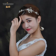 TOPQUEEN HP129 обруч жемчужный ручной работы Кристальные тиары свадебное украшение на голову головной убор свадебное украшение для волос Выходные туфли на выпускной аксессуары для торжественных случаев