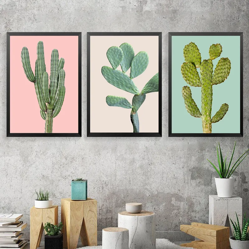 Modern Cactus Canvas Art Print Poster, Fashion Fresh Plant Wall Picture