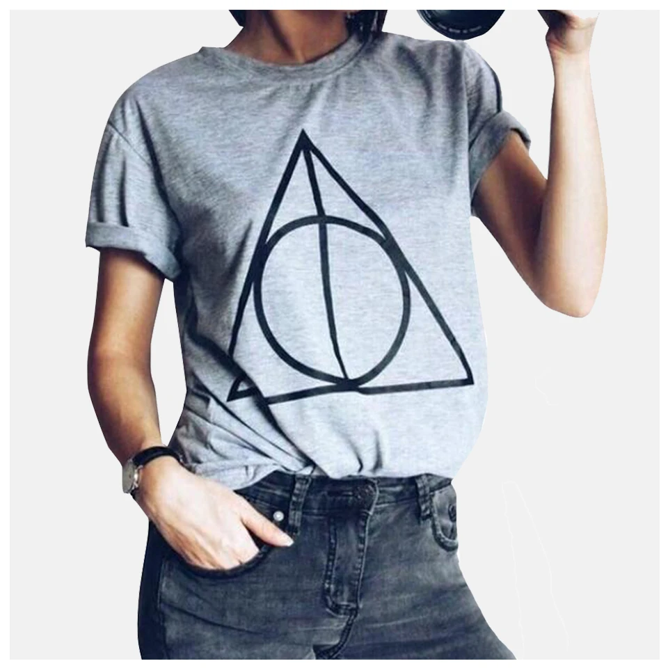 

Deathly Hallows Tshirt Women Vetement Femme 2019 Harajuku Street Style Shirt Vogue Oversized High Quality T Shirt Death Printing